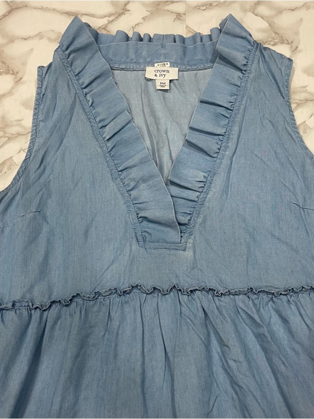 Crown & Ivy Tiered Dress in Blue - Picture 3 of 8
